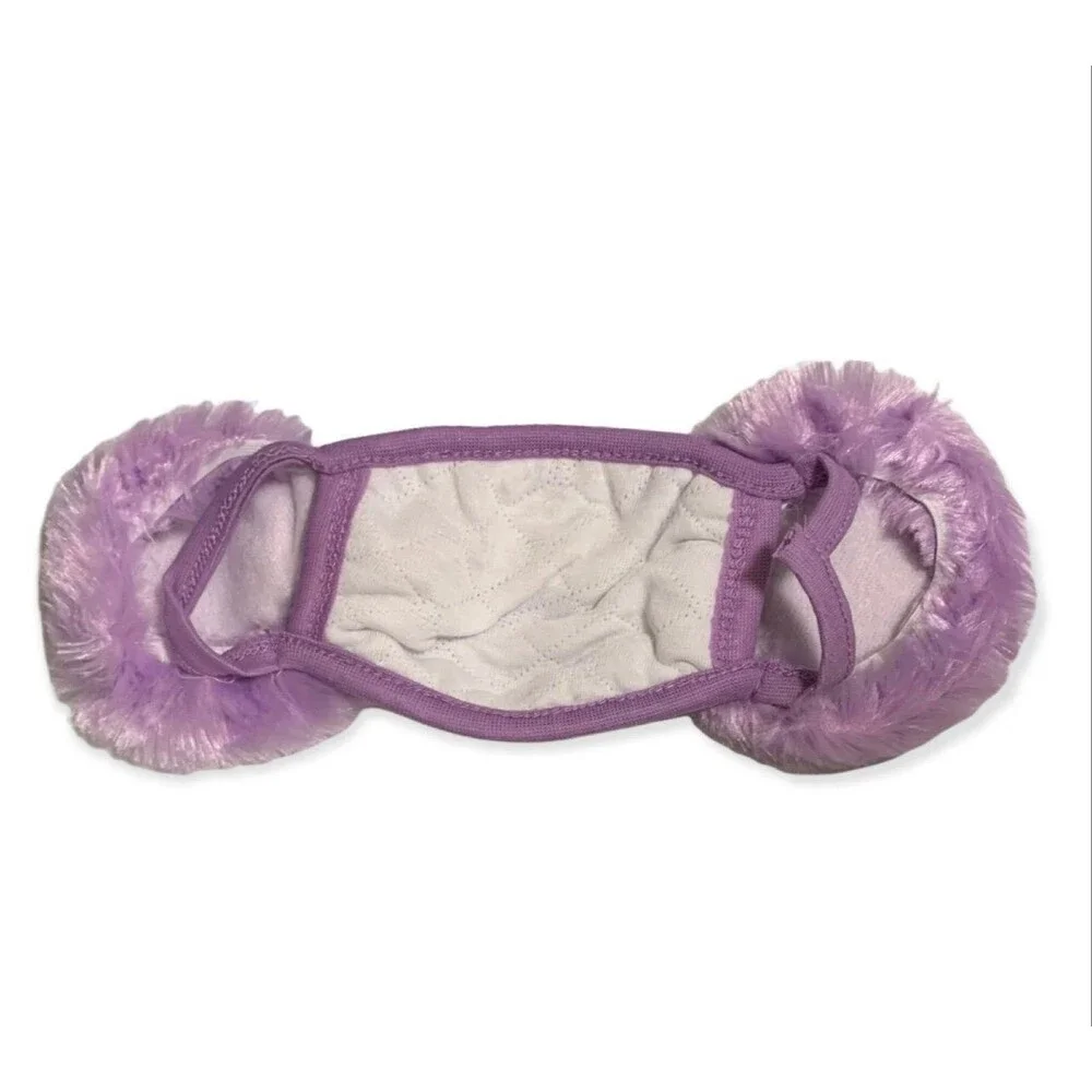 NEW Kids Purple Cute Plush Teddy Bear Stuff Animal Earmuff Face Mask